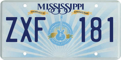 MS license plate ZXF181