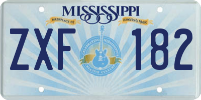 MS license plate ZXF182