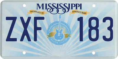 MS license plate ZXF183