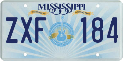MS license plate ZXF184