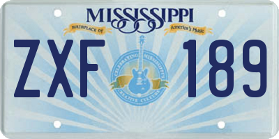 MS license plate ZXF189