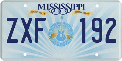 MS license plate ZXF192