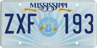 MS license plate ZXF193