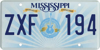 MS license plate ZXF194