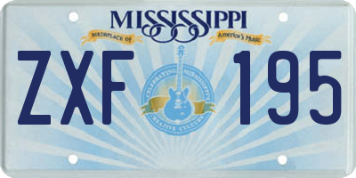 MS license plate ZXF195
