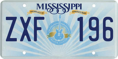 MS license plate ZXF196