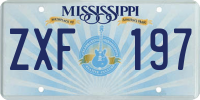 MS license plate ZXF197