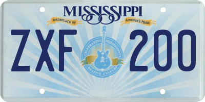 MS license plate ZXF200