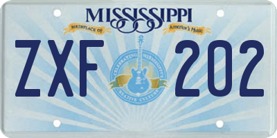 MS license plate ZXF202