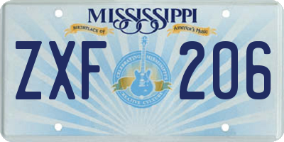 MS license plate ZXF206