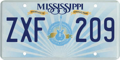 MS license plate ZXF209