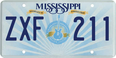 MS license plate ZXF211
