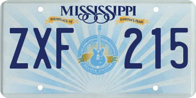 MS license plate ZXF215