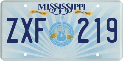 MS license plate ZXF219