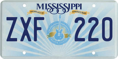 MS license plate ZXF220
