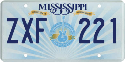 MS license plate ZXF221