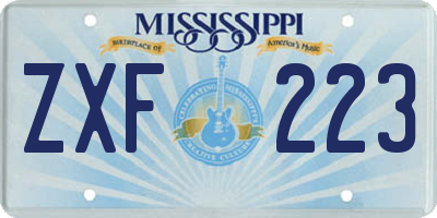 MS license plate ZXF223
