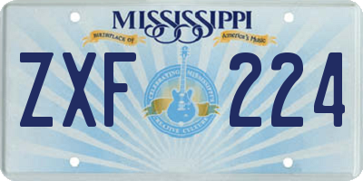 MS license plate ZXF224