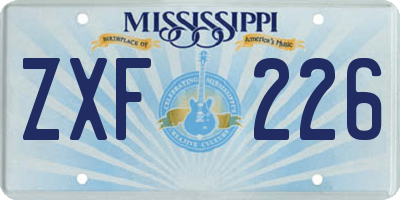 MS license plate ZXF226