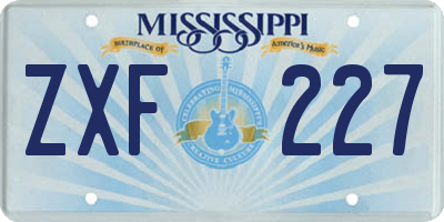 MS license plate ZXF227