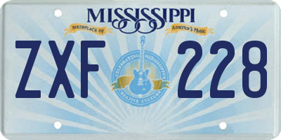 MS license plate ZXF228