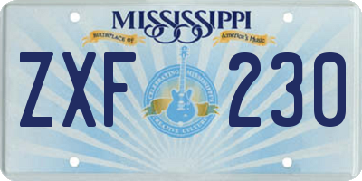 MS license plate ZXF230