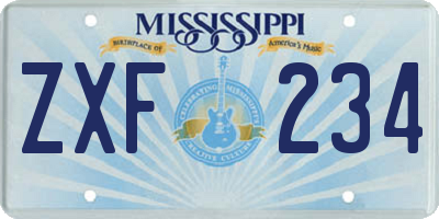 MS license plate ZXF234