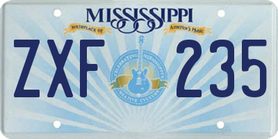 MS license plate ZXF235