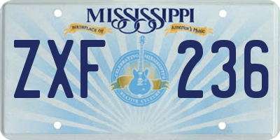 MS license plate ZXF236