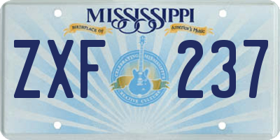 MS license plate ZXF237