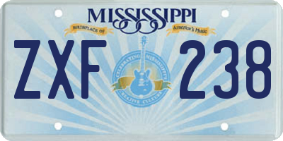 MS license plate ZXF238