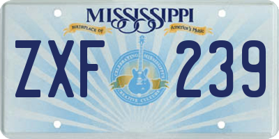 MS license plate ZXF239