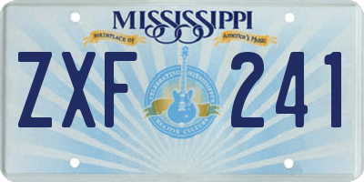MS license plate ZXF241