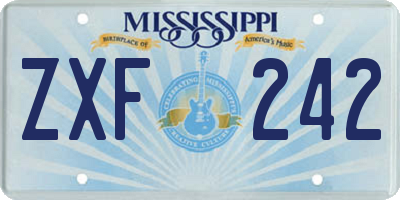 MS license plate ZXF242