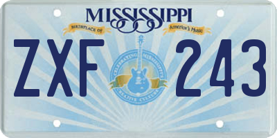 MS license plate ZXF243
