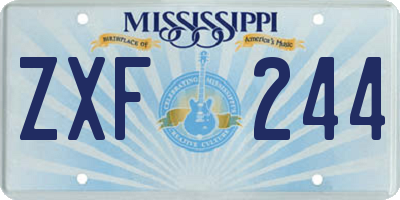 MS license plate ZXF244
