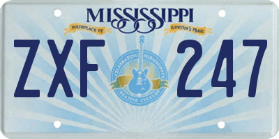 MS license plate ZXF247