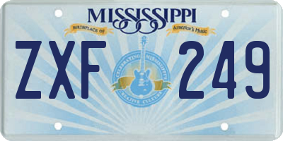MS license plate ZXF249
