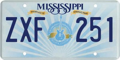 MS license plate ZXF251