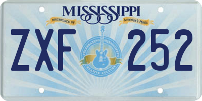 MS license plate ZXF252