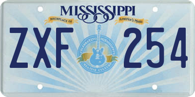 MS license plate ZXF254
