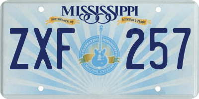 MS license plate ZXF257