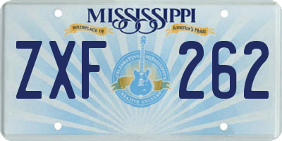 MS license plate ZXF262