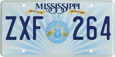MS license plate ZXF264