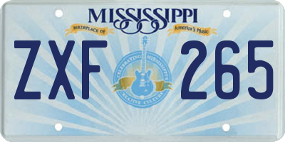 MS license plate ZXF265