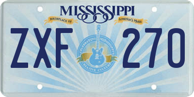 MS license plate ZXF270