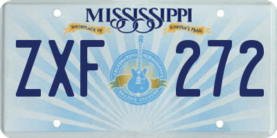 MS license plate ZXF272