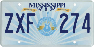 MS license plate ZXF274