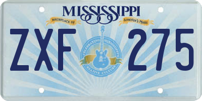 MS license plate ZXF275