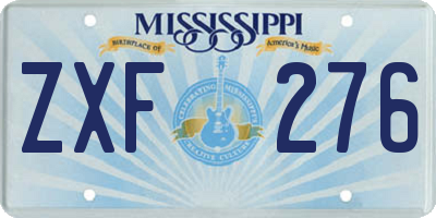 MS license plate ZXF276